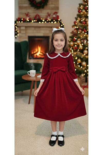 Generic فستان جوخ عودي أنيق بياقة بيتر بان