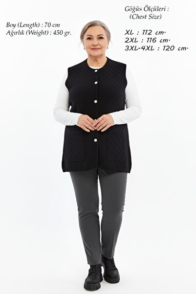 Laden Women's Soft Steel Knitwear Plus Size Thick Winter Black Mother Vest