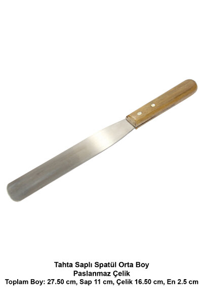 ATEL-SAN Tahta Saplı Spatül Orta Boy Paslanmaz Çelik