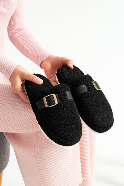 SUNSTEP Papuci de iarnă pentru femei, cu cataramă, papuci de casă, papuci de ...