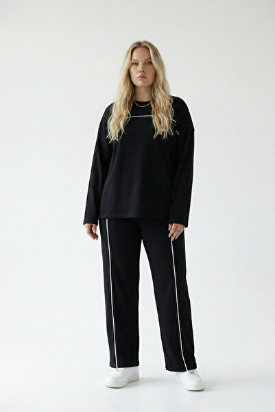 Mivoon OŞHO Style Modal Single Jersey με ρέλι Μακρυμάνικο Σετ 2 τεμαχίων με φαρδύ μέγεθος