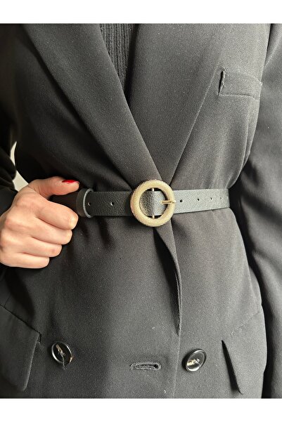 LİA KEMER حزام نسائي ذهبي اللون بنمط دائري مسنن من Lush، حزام للسترة، حزام لل...