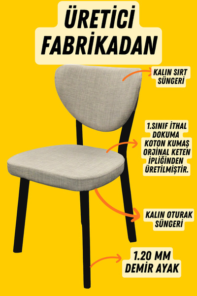 KUMS MOBİLYA ELMA SANDALYE KALIN DEMİR AYAKLI KALİTELİ SANDALYE MUTFAK SALON BAHÇE CAFE 1 ADET