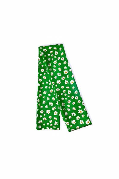 maia وشاح فيسكوز منقوش بالبابونج الأخضر – 100×7 سم – هيكل ناعم ورقيق