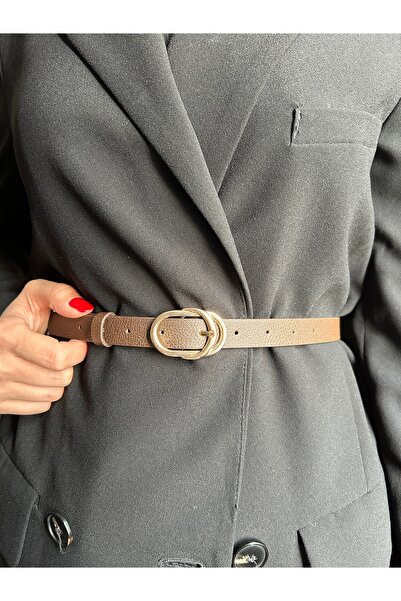 LİA KEMER حزام نسائي ذهبي اللون بنمط حلقات مزدوجة من سبايلس، حزام للسترة، حزام للملابس، حزام للبنطلون