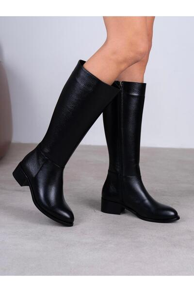 ECENİN BUTİĞİ Barry Siyah Hakiki Deri Çizme