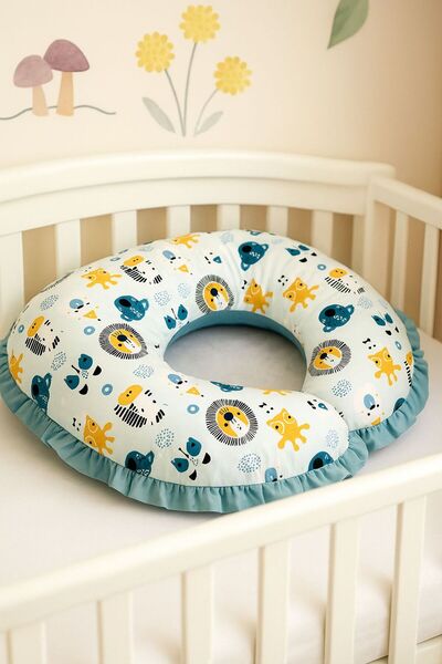 JUNİPERUS Fırfırlı Emzirme Yastığı Ve Destek Minderi Çift Taraflı %100 Pamuk ...