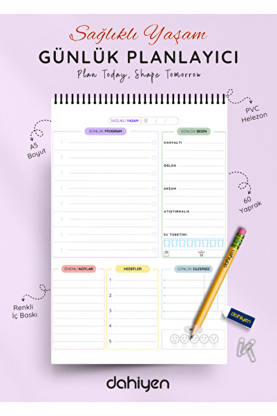 Dahiyen مخطط يومي للحياة الصحية| حجم A5