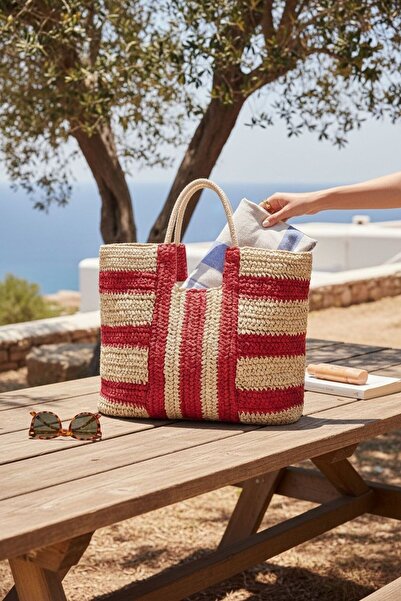 ANJEA Striped Hand Knitted Daily and Beach Bag