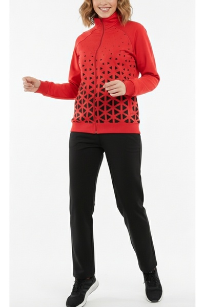 bumerangspor Mock Neck Full Zipper Women's Tracksuit - Red