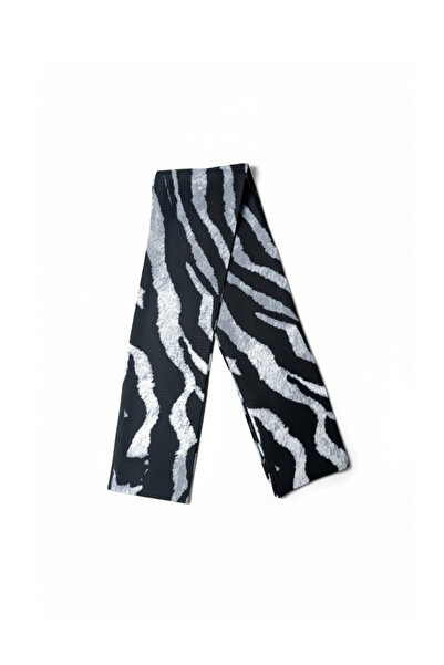 maia وشاح فيسكوز منقوش باللون الرمادي - 100 × 7 سم - نسيج رقيق وناعم