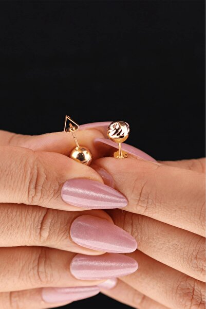 UKBA GOLD 14 Ayar Altın Kalemli Top Küpe (7 mm)