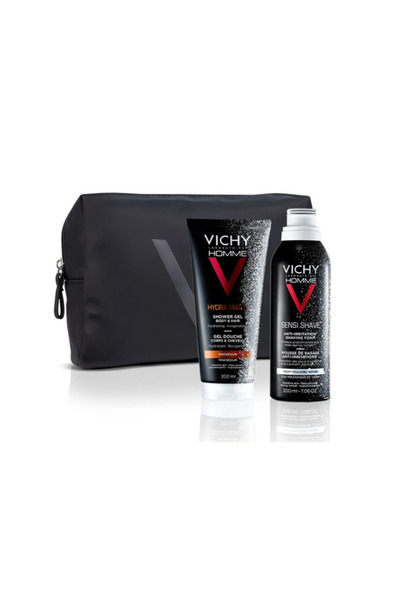Vichy Pochette Men's Gift Set – Hydra Mag C Shower Gel 200ml + Sensi Shave Shaving Foam 200ml