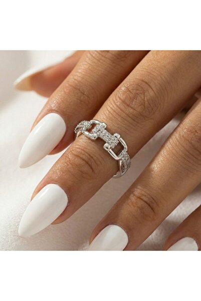 EKİDORA خاتم نسائي من الفولاذ موديل تيفاني قابل للتعديل بلون ذهبي وفضي