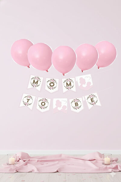 Deniz Party Store Macaron Pembe Balon Mom To Be Yazı