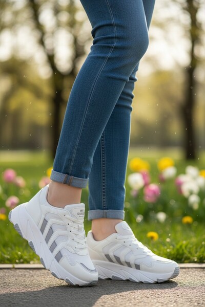 Afşin Pantofi sport de zi cu zi, albi, cu talpă înaltă, NStyle