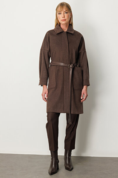 Ekol معطف كاشي بتفاصيل حزام 6045-26k