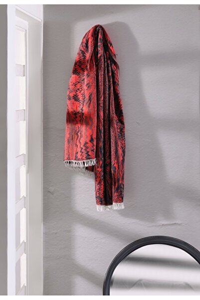 Stella Belli بيشتيمال جاكار جاكار مقاس 90x180 سم - 100% قطن، أحمر-أسود