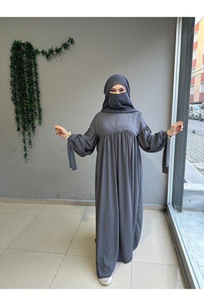 Yüsra Collection Rochie Ferace Tesettür Liza cu mâneci și legături