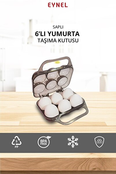 Eynel Saplı 6'lı Yumurta Taşıma Kutusu, Plastik Buzdolabı Yumurtalığı Piknikl...