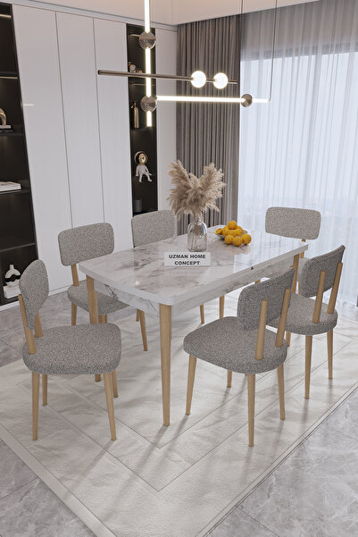 UZMHOME Asır Yemek Masası Mutfak Masa Takımı,Yemek Masası Açılabilir Masa 6 S...