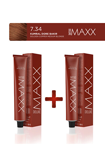MAXX DELUXE 2'li Tüp Saç Boyası 60 ml 7.34 Kumral Dore Bakır