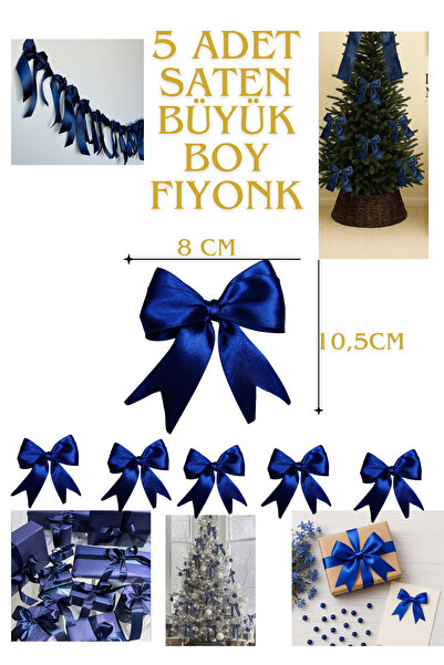 Miel De Secret 5 adet Büyük Saten fiyonk kurdele dekoratif süsleme hediye çey...