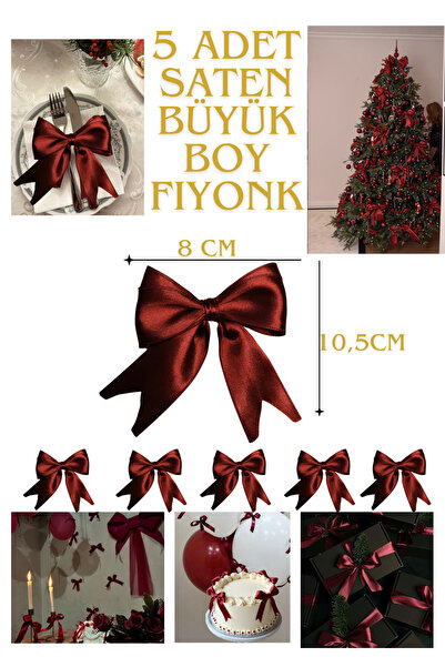 Miel De Secret 5 adet Büyük Saten fiyonk kurdele dekoratif süsleme hediye çey...