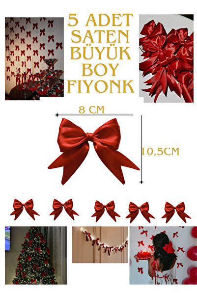 Miel De Secret 5 adet Büyük Saten fiyonk kurdele dekoratif süsleme hediye çey...