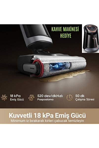 Dreame H14 Dual 5i 1 Arada Islak Kuru Dikey Şarjlı Dik Süpürge Siyah