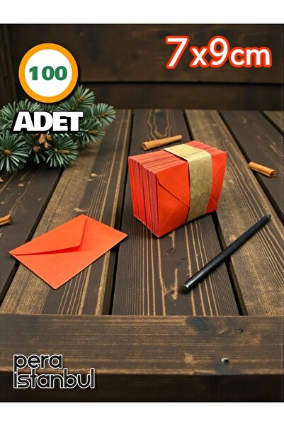 Pera İstanbul 100 Adet Kırmızı Renkli Küçük Zarf 7x9