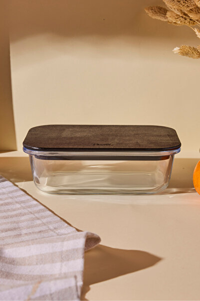 Perotti حاوية تخزين زجاجية مستطيلة الشكل من لوكى وود سعة 640 مل