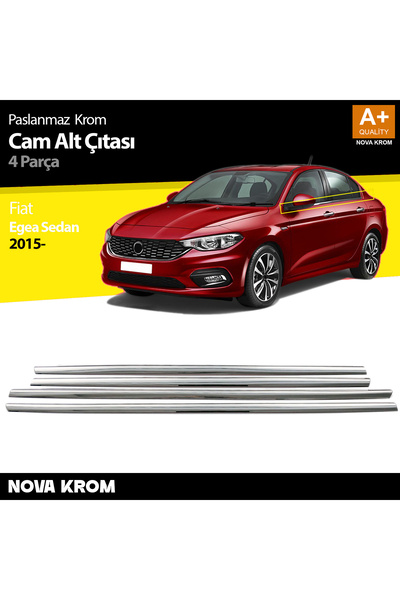 Genel Markalar Fiat Egea SD Krom Cam Çıtası 4 Prç. 2015 Üzeri (Mat Krom)
