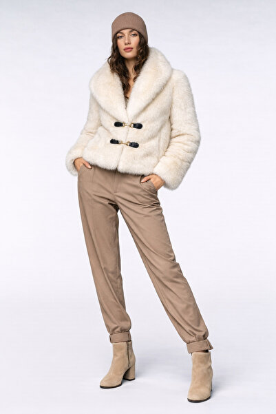 Kir Дамско късо палто с мека подплата и кожа