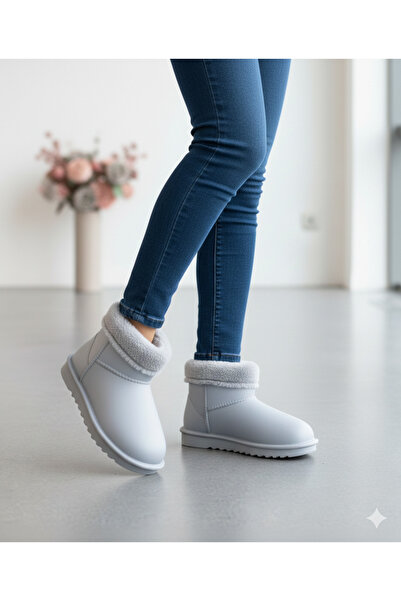 Tamdabu Ayakkabı Gray Waterproof Short Women's Lightweight Rain Boots with Fu...