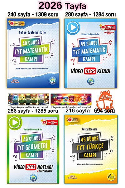 REHBER MATEMATİK YAYINLARI 49 Günde 2026 TYT Matematik Geometri Türkçe Kamp V...