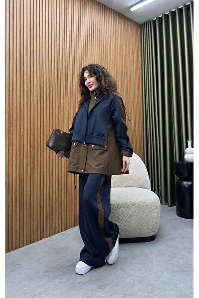 Cardella Women's Premium Scuba Fabric Double Suit |   Hooded Trench Detailed ...