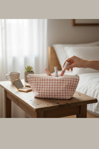 Elbasan Tekstil Pembe Minik Pötikareli Yıkanabilir Fermuarlı Tek Göz Bez Kale...