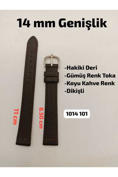 Brality 14 mm Compatible Genuine Leather - Dark Brown Color Flat Stitched Mod...