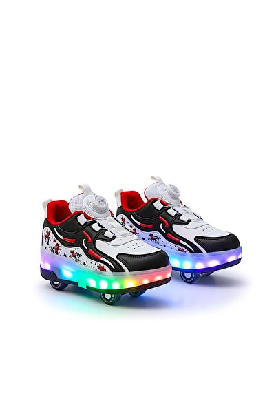 Nisanur Shoes أحذية تزلج مضيئة حاصلة على براءة اختراع مع 4 عجلات - مع زر تشغيل/إيقاف الأضواء