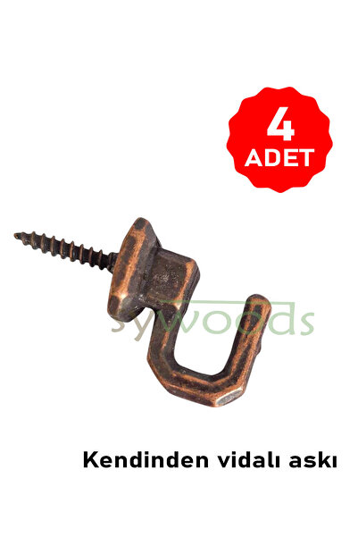 sywoods Vidalı Askı 4 Adet Oksit Aksesuar Tasarım Hobi Ahşap Proje Ürünleri