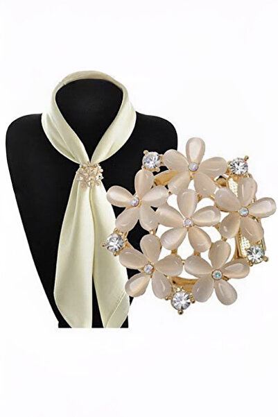 model aksesuar Sedefli Çiçek Taşlı Kadın Broş