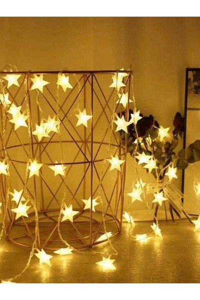 rkm store Yıldız Led Işık 5 Metre – 20 Yıldızlı Gün Işığı Fişli Dekoratif Ramazan ve Süsleme Led Aydınlatma