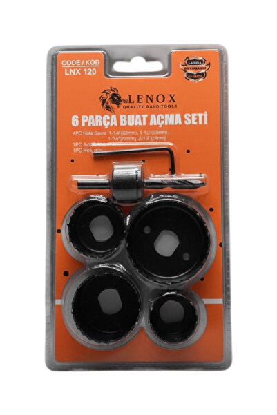 Lenox Tools Buat Açma Panç Seti 6 Parça 32–38–44–54 mm Elektrik Priz Buat Del...