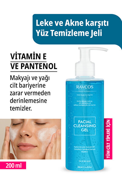 Yüz Temizleme Jeli – Cilt Bariyerini Koruyan ve Nemlendirici, Tüm Cilt Tiplerine Uygun 200 ML