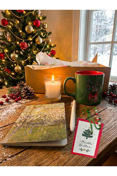 Butik Sanatsever Bütçe Dostu Yılbaşı Hediye Kutusu, Bardak, Vanilyalı Mum, Ka...