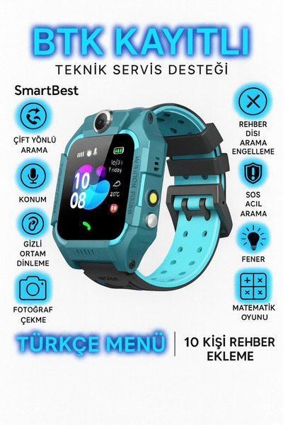 SMART BEST Q63 Sim Kartlı Takip Özellikli ve Kameralı Akıllı Saat BTK Kayıtlı