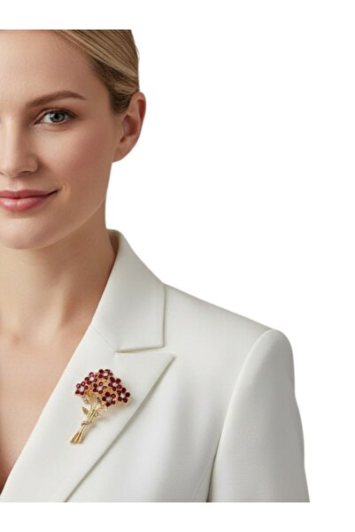 MODAMİRA AKSESUAR Buket Çiçek Figürlü Zarif Kadın Broş – El İşçiliği Şıklık