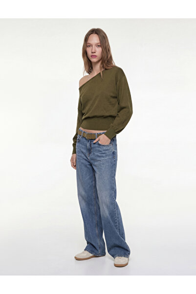 Koton Long Sleeve Viscose Blend Boat Neck Knitwear Sweater