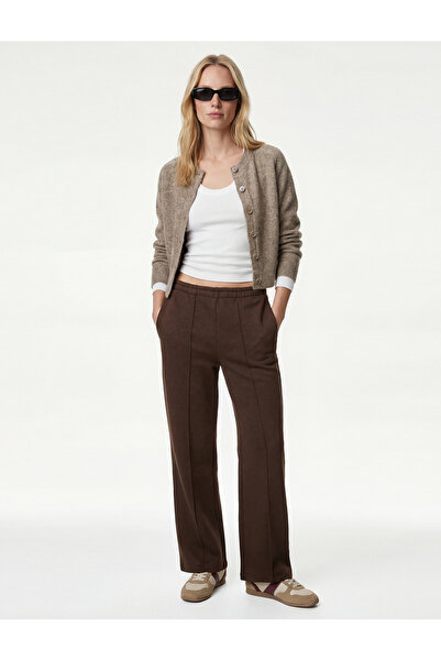Koton X Sibil Çetinkaya - Ribbed Detailed Straight Leg Trousers